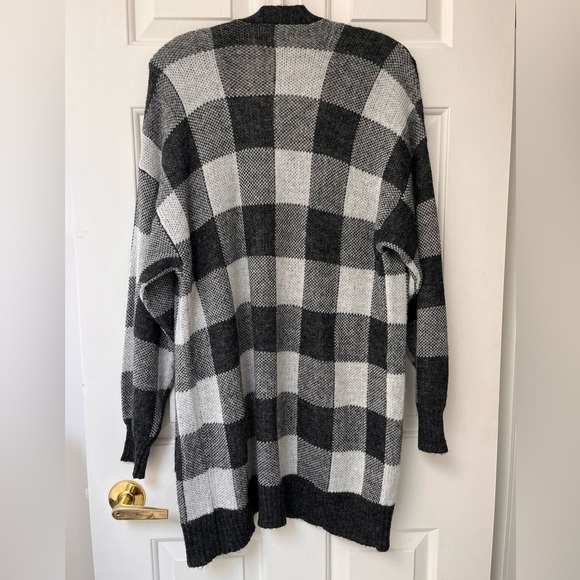 American Eagle Buffalo Plaid Open-front Wool Blend Cardigan M - Picture 8 of 10
